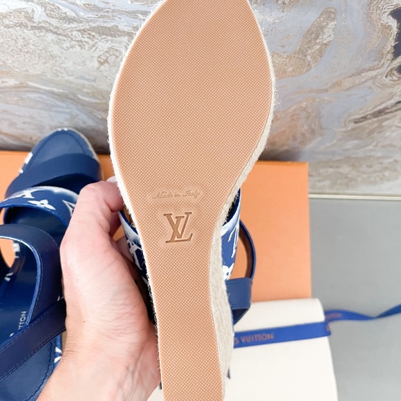 Sold! New! Louis Vuitton Monogram Escale Starboard Wedge Sandal - Picture 6 of 10